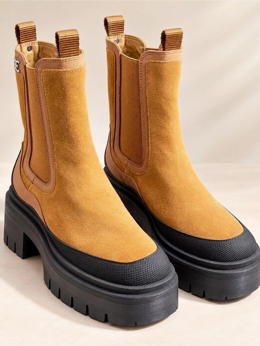 Sam Edelman Laguna Chelsea Boot Brown & Black Platform Boots